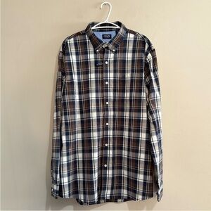 Chaps Brown & Navy Plaid Button-Down Shirt – Size XXL NWT